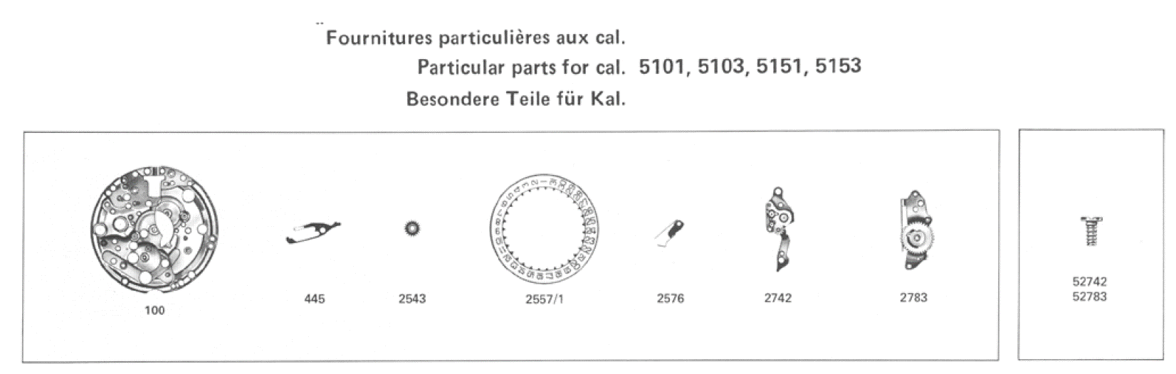 AS 5101 WATCH PARTS AS 5151, AS 5153, AS 5154 AS 5156 AS 5104 AS 5103 AS 5106