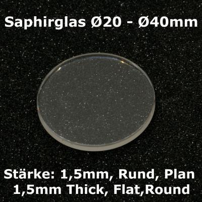Sapphire Watch Crystal, 1,5mm