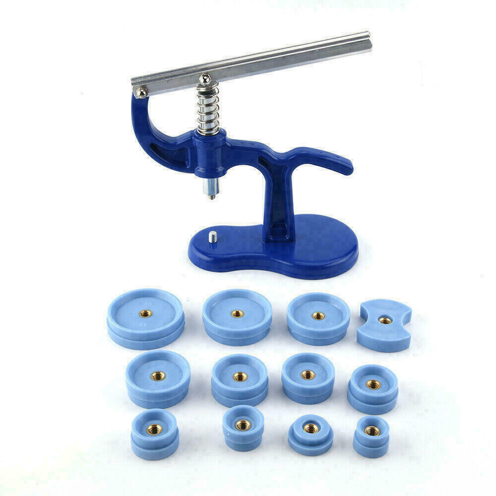 Glaspresse Pressstock für Gehäuse + Gläser zwölf Einsätze Gehäuseschließer NEU Uhrmacher-Werkzeug