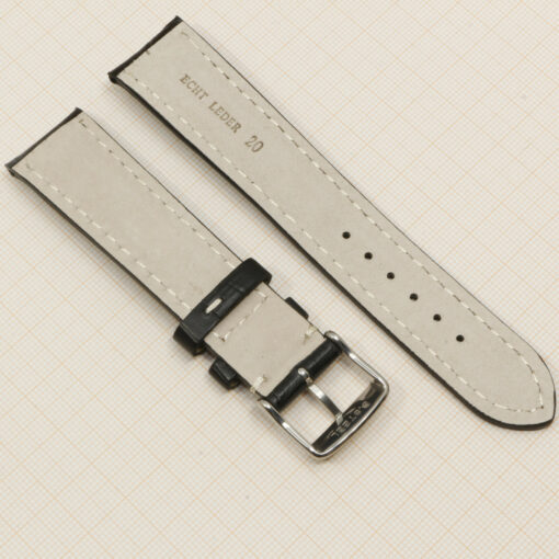 Uhrenarmband Leder Armband 20mm echt Leder Uhrband #Schwarz Kroko Prägung