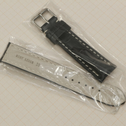 Uhrenarmband Leder Armband 20mm echt Leder Uhrband #Schwarz Kroko Prägung