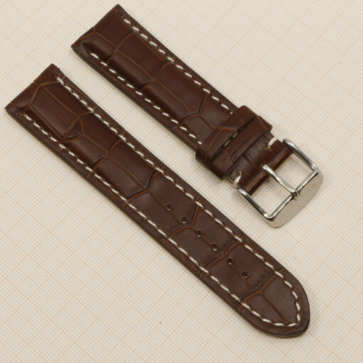 Uhrenarmband Leder Armband 22mm echt Leder Uhrband #Dunkelbraun Kroko Prägung