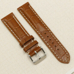 Leather Watch Strap 22 mm, Light Brown, Croc Embossed – view 3