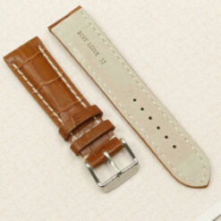 Leather Watch Strap 22 mm, Light Brown, Croc Embossed – view 4