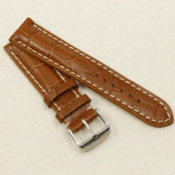 Leather Watch Strap 22 mm, Light Brown, Croc Embossed – view 6