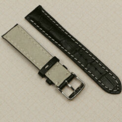 Correa de reloj negra 20mm de piel, efecto cocodrilo – vista 5