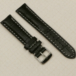Correa de reloj negra 20mm de piel, efecto cocodrilo – vista 6