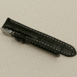 Correa de reloj negra 20mm de piel, efecto cocodrilo – vista 9