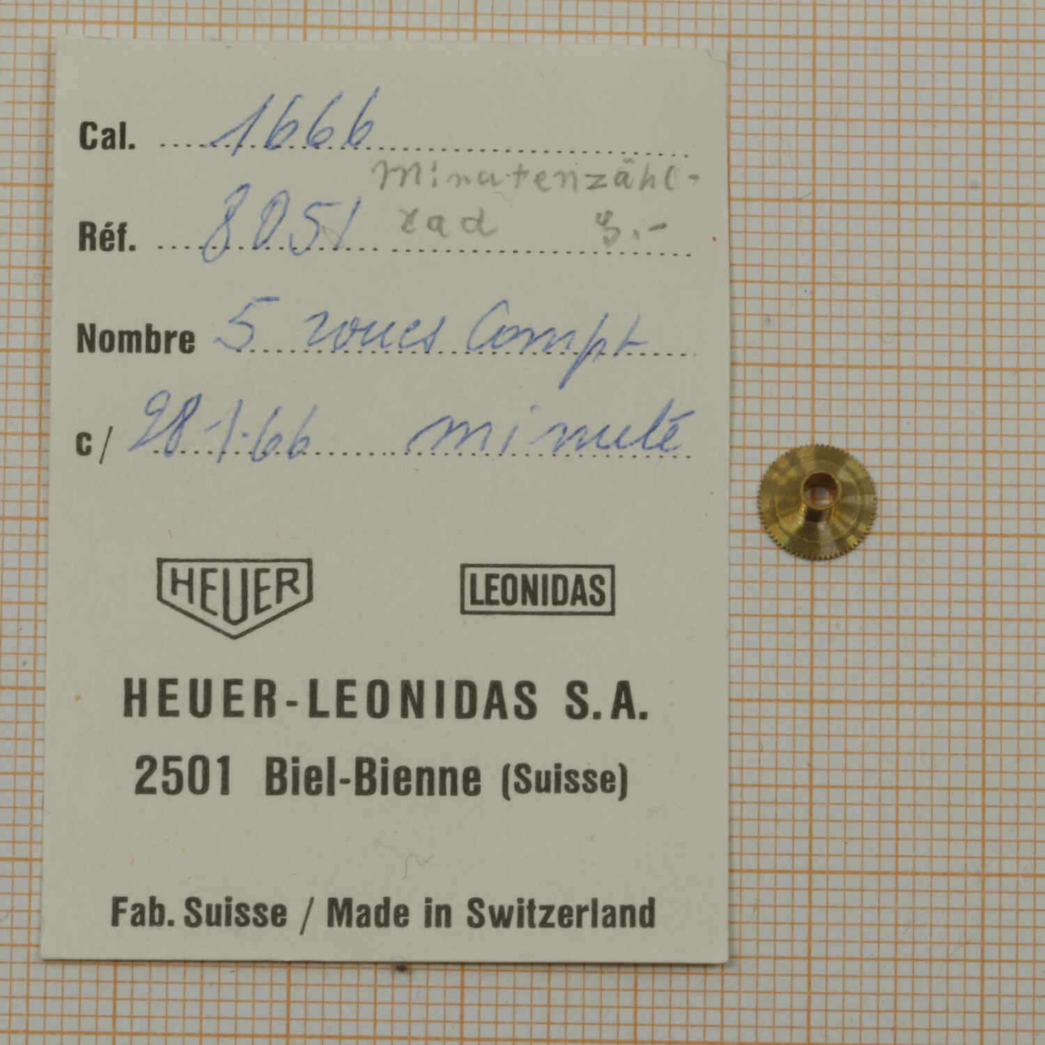 HEUER 1666 Part 8051 Minutenzählrad – NOS