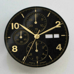 Zifferblatt und Zeigersatz für ETA Valjoux 7750 / Dial and Hands Set 7750 - NOS - Schwarz-gold-34.8