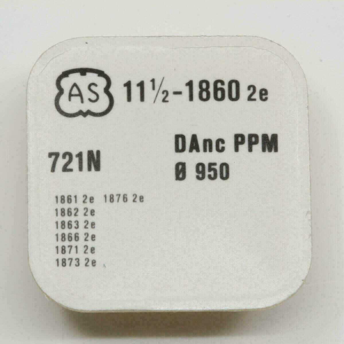 AS 1860 PART 721 UNRUH, Complete Balance Wheel AS 1861 1862 1866 1871 1873 1876