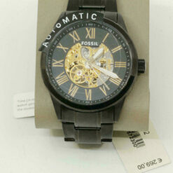 Automatic Men's Watch Fossil Black Ion Stainless Steel Skeleton  BQ2092