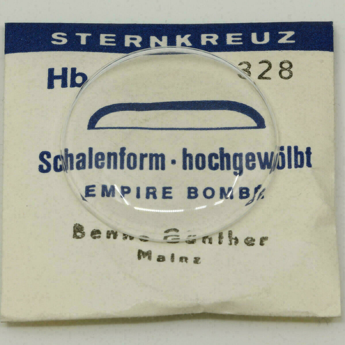 Uhrenglas Sternkreuz Hb Schalenform hochgewölbt für Armbanduhren 242 - 340