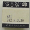 PUW 681 Part 242, Minutenrohr mit Mitnehmerad canon pinion & driving wheel H.330