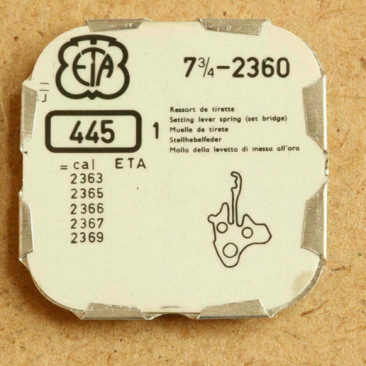 ETA 2360 Part 445 STELLHEBELFEDER, Setting lever spring, Ressort de tirette NOS
