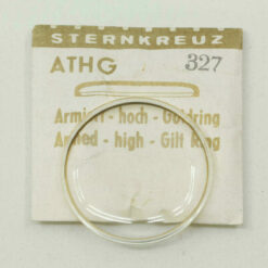 Uhrenglas Sternkreuz ATHG hochgewölbt armiert vergoldeterRing Armbanduhr Uhrglas