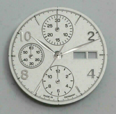 Dial and Hands Set f ETA Valjoux 7750 Chronograph White / Silver 30.8 mm Cadran
