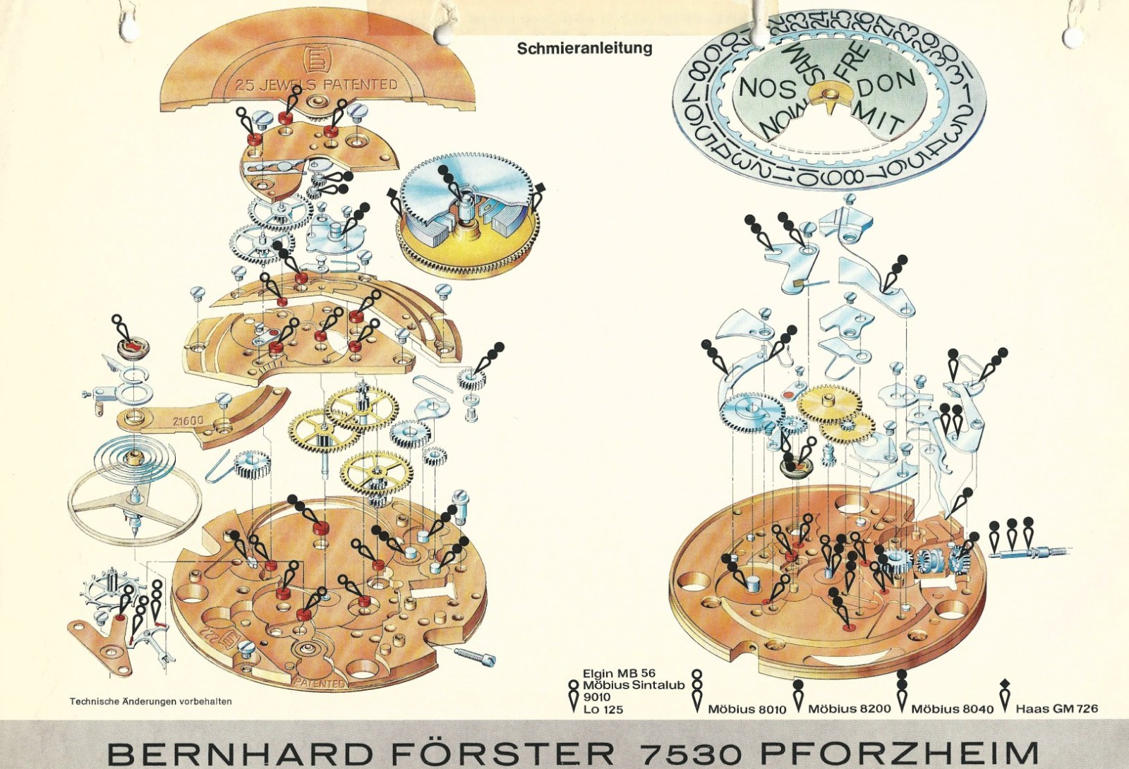 Förster BF Ersatzteile Watch Spare Parts Movement 200 300 400 Stems Springs NEW – Bild 15