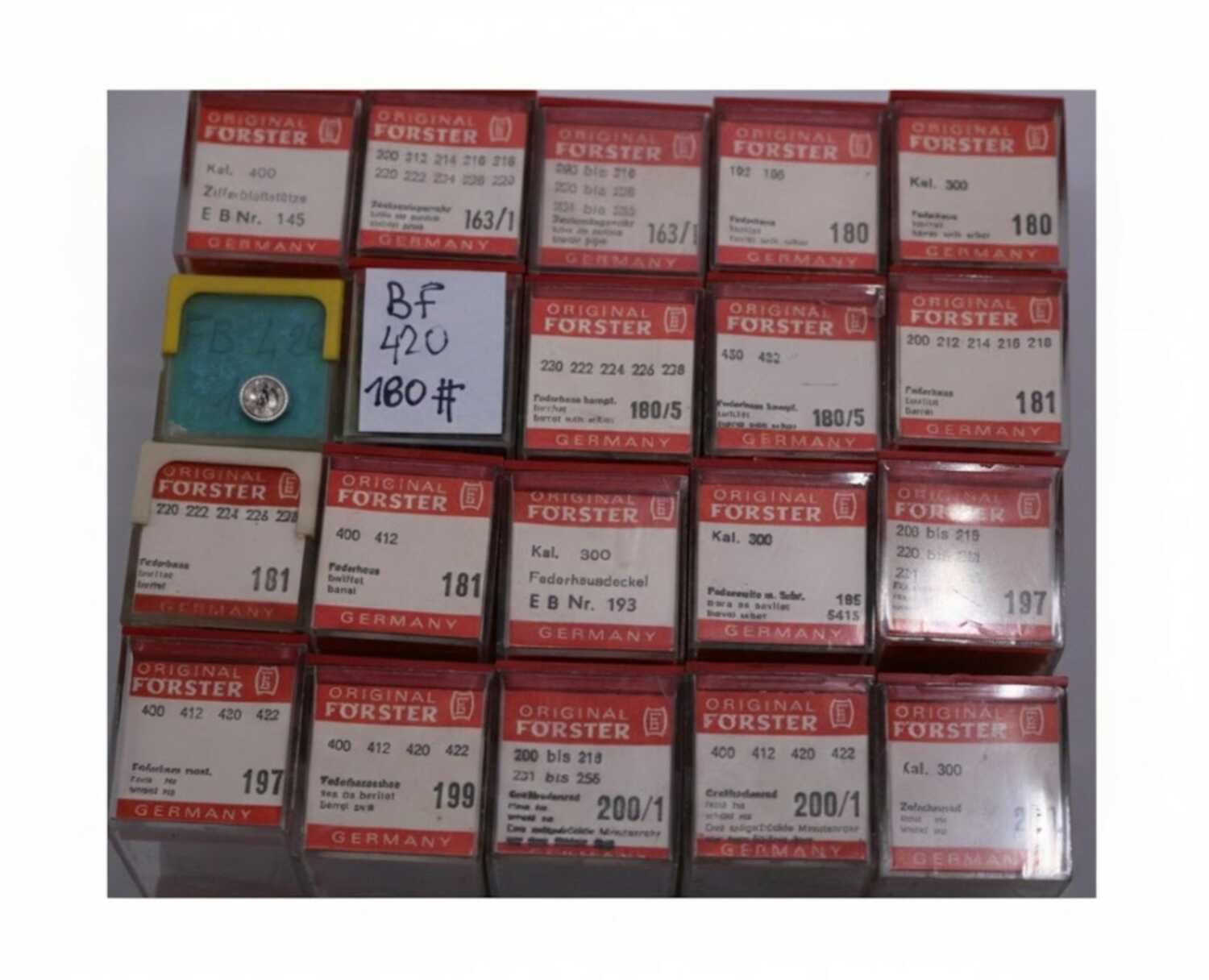 Förster BF Ersatzteile Watch Spare Parts Movement 200 300 400 Stems Springs NEW FB „Förster“