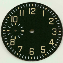 Flieger Zifferblatt für ETA Unitas 6497, Black Enamel, Dial Cadran Superluminova