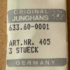JUNGHANS 633.60 Part 405 Winding stem, Aufzugswelle - NOS -