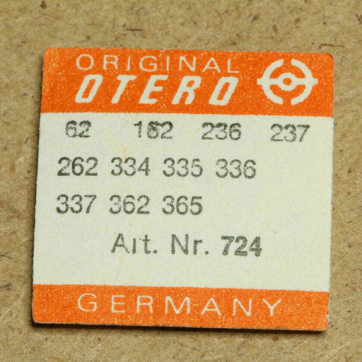 OTERO 62 PART 724, UNRUHWELLE, balance staff pivoted, INCA, 162, 236 ... 362 365