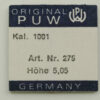 PUW 1001 Part 275 Zentrumsekundentrieb, sweep second pinion, pignon de seconde