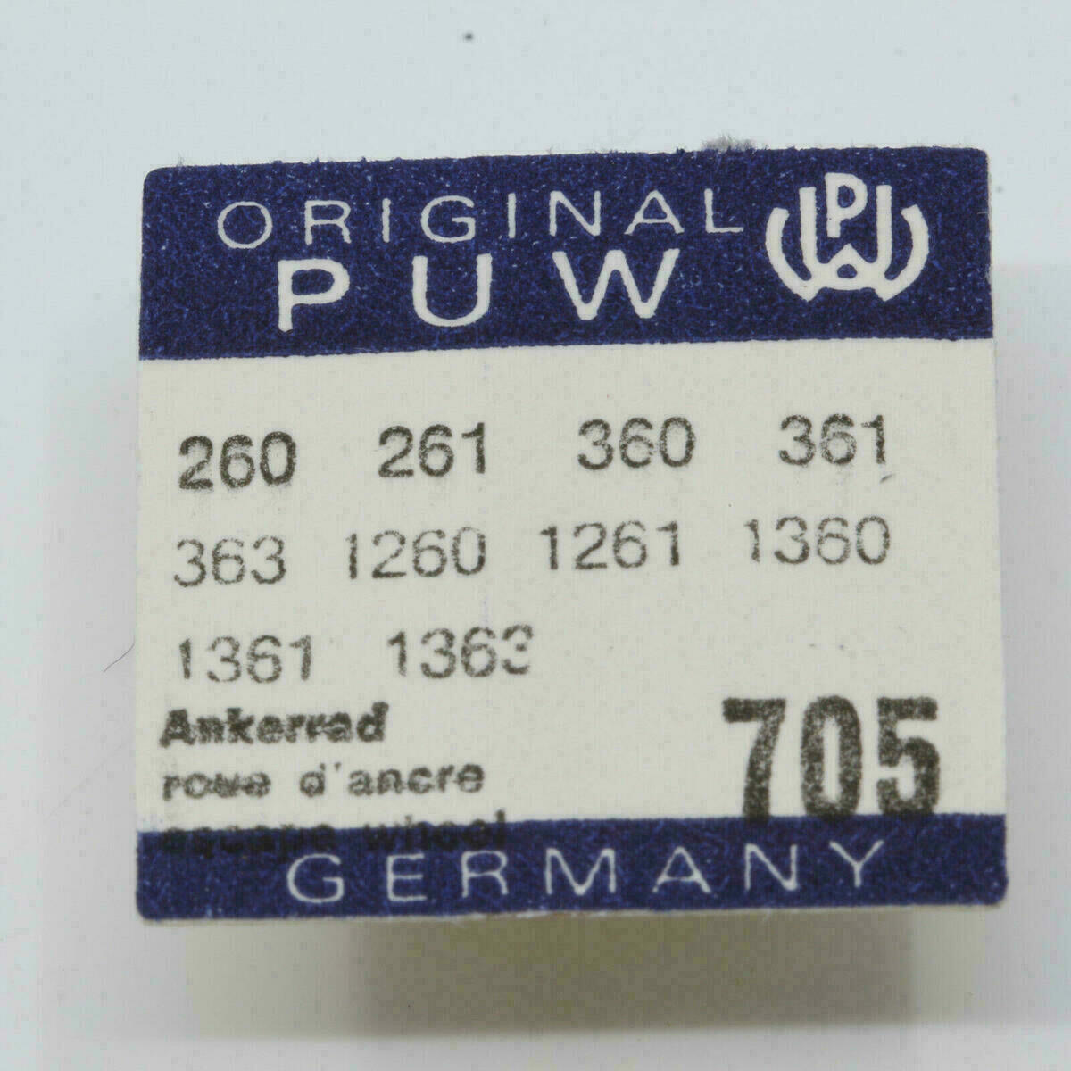 PUW 260, PART 705, Escape Wheel, Ankerrad PUW 360, 361, 1260, 1261, 1360, 1363