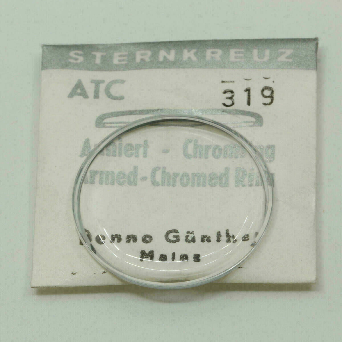 Uhrenglas Sternkreuz ATC gewölbt armiert mit Chromring Armbanduhren Uhrglas