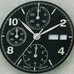 Dial and Hands Set f ETA Valjoux 7750 Chronograph, Black Dial Silver Hands 30.8