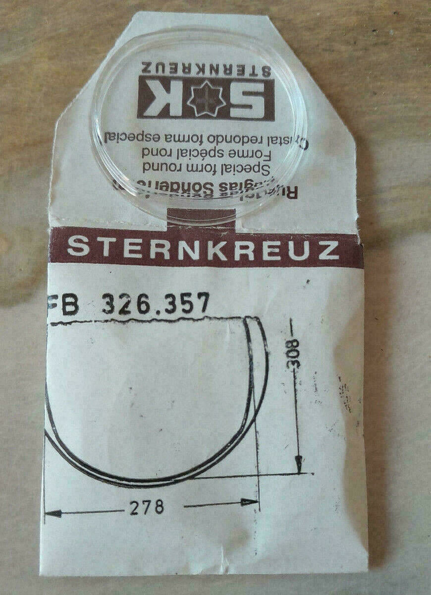 Uhrenglas Sternkreuz Sonderform FB Ballenform ohne Ring für Armbanduhren